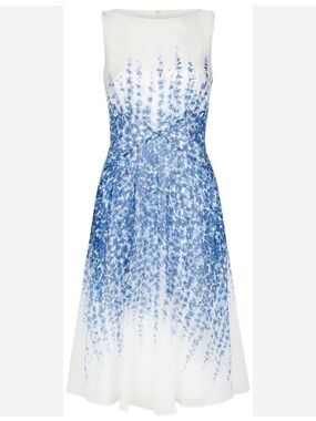 Hobbs London 100% Silk Trailing Delphinium Floral Midi Dress US 4